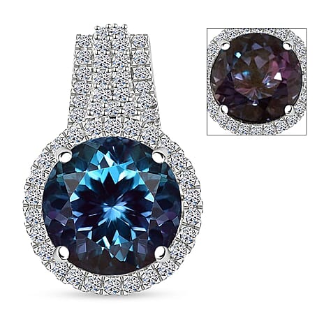 10K White Gold AAA Lab Grown Alexandrite, Lab Grown Diamond EF, VS Solitaire Pendant, Gold Wt.2.1 Gms  4.190  Ct.