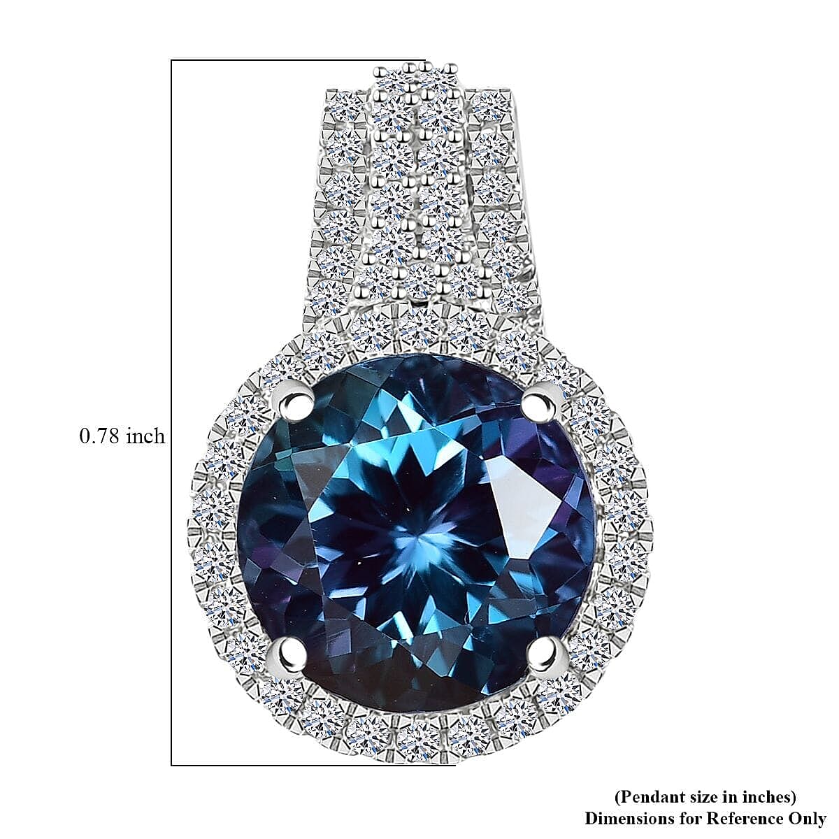 10K White Gold AAA Lab Grown Alexandrite, Lab Grown Diamond EF, VS Solitaire Pendant, Gold Wt.2.1 Gms  4.190  Ct.