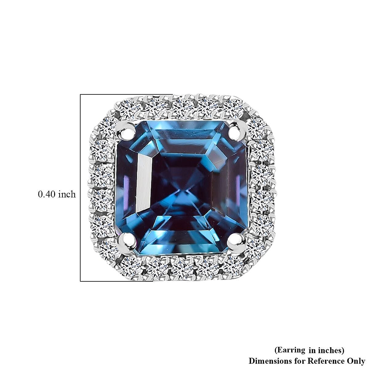 10K White Gold AAA Lab Grown Alexandrite, Lab Grown Diamond EF, VS Solitaire Stud Push Post Earring, Gold Wt.2.49 Gms  4.350  Ct.