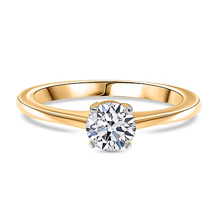 LUXURIANT 9K Yellow Gold SGL Certified Lab Grown Diamond (VS-E/F) Solitaire Ring 0.5 Ct.
