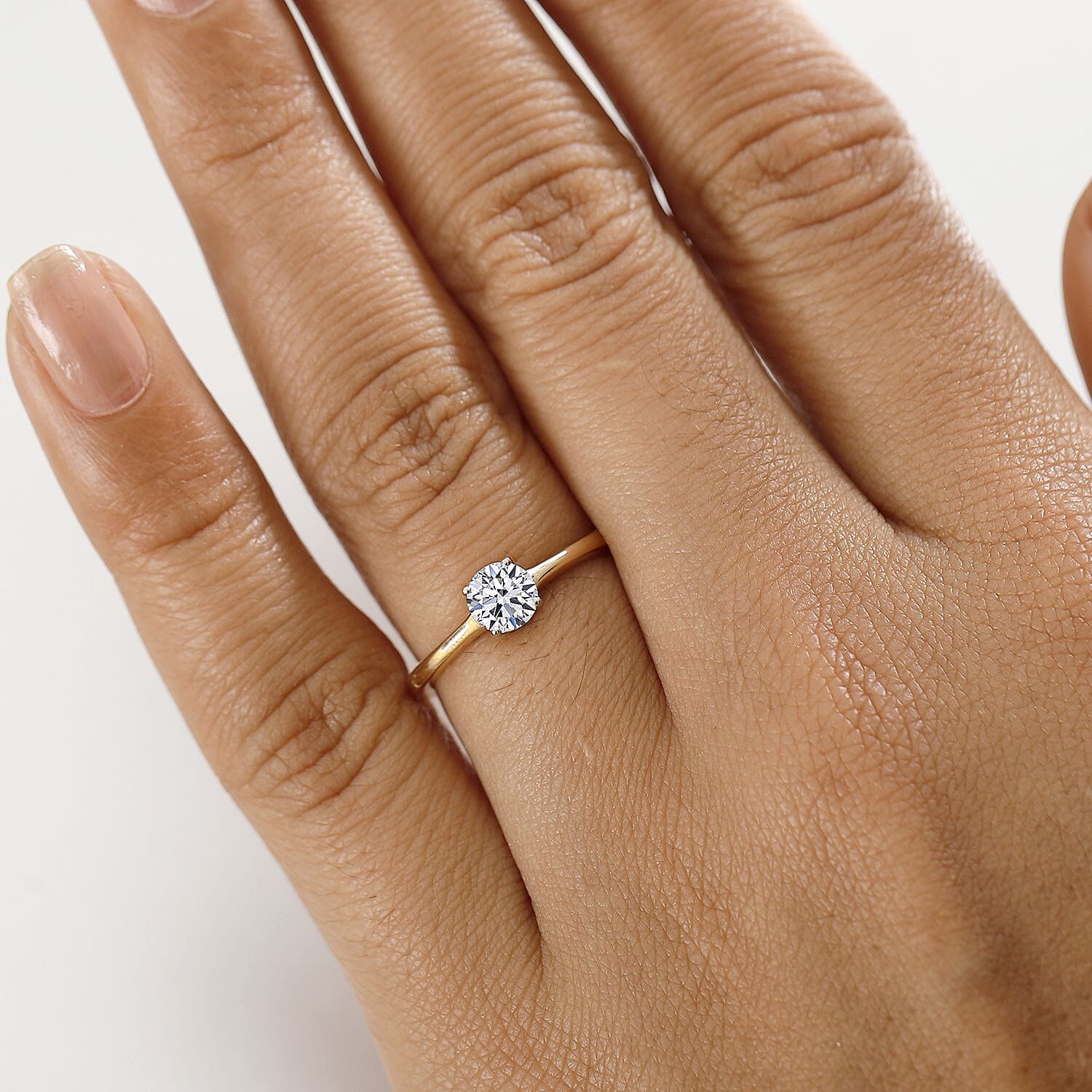 Luxuriant Diamond 9K Yellow Gold SGL Certified Lab Grown Diamond (VS-E-F) Solitaire Ring 0.51 Ct.