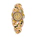 STRADA Japanese Movt. Water-Resistant Floral Bangle Watch with Yellow and Green Enamel & Crystal Strap