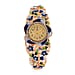 STRADA Japanese Movt. Water-Resistant Floral Bangle Watch with Yellow and Green Enamel & Crystal Strap