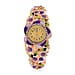 STRADA Japanese Movt. Water-Resistant Floral Bangle Watch with Yellow and Green Enamel & Crystal Strap