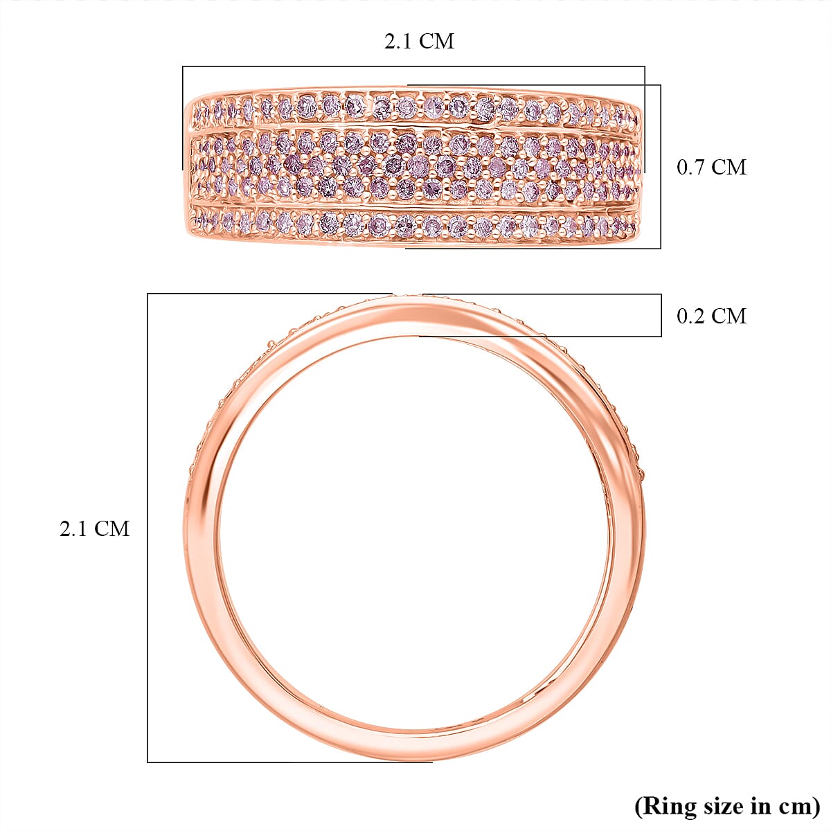 9K Rose Gold SGL Certified Pink Diamond & White Diamond Band Ring, 0.51 Ct. 9K Rose Gold SGL Certified Pink Diamond & White Diamond Band Ring, 0.51 Ct.