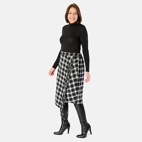 Ladies Asymetric Knitted Skirt (Size XXL) - Black