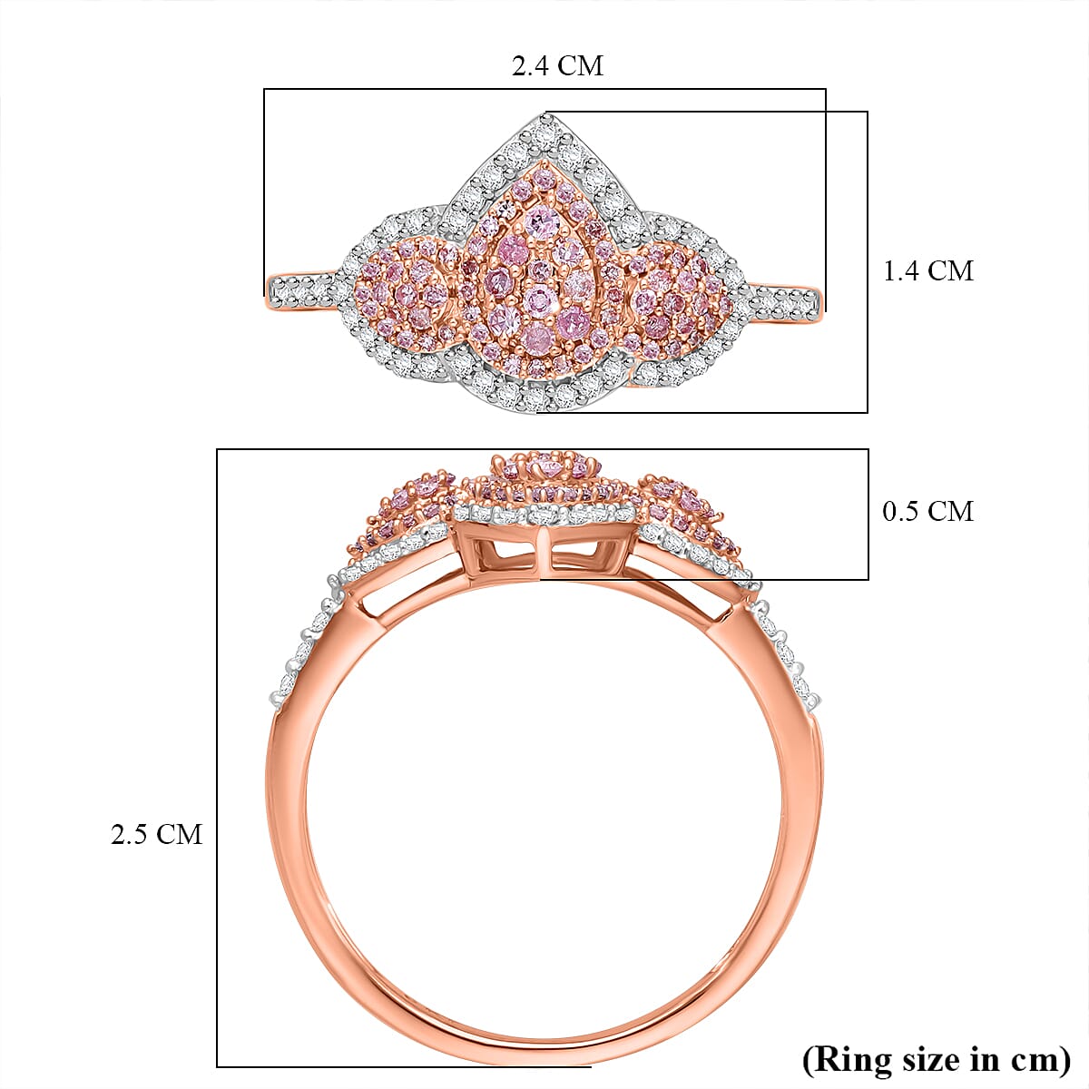 9K Rose Gold SGL Certified Natural Pink Diamond & White Diamond Ring 0.50 Ct. 9K Rose Gold SGL Certified Natural Pink Diamond & White Diamond Ring 0.50 Ct.