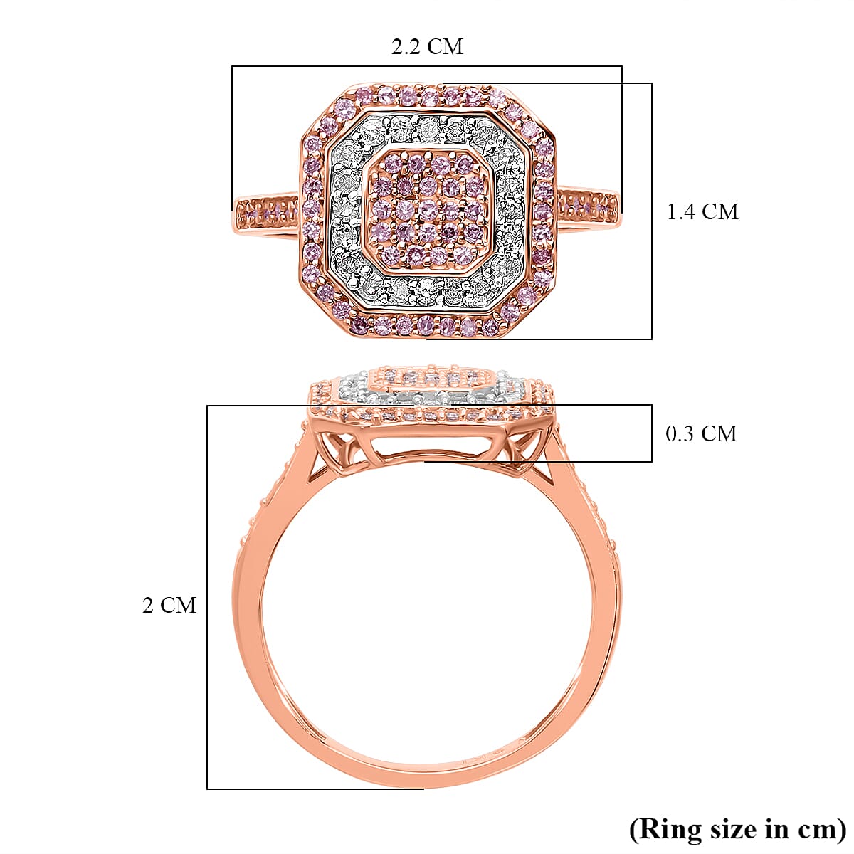 9K Rose Gold SGL Certified Natural Pink Diamond & White Diamond Ring 0.50 Ct. 9K Rose Gold SGL Certified Natural Pink Diamond & White Diamond Ring 0.50 Ct.
