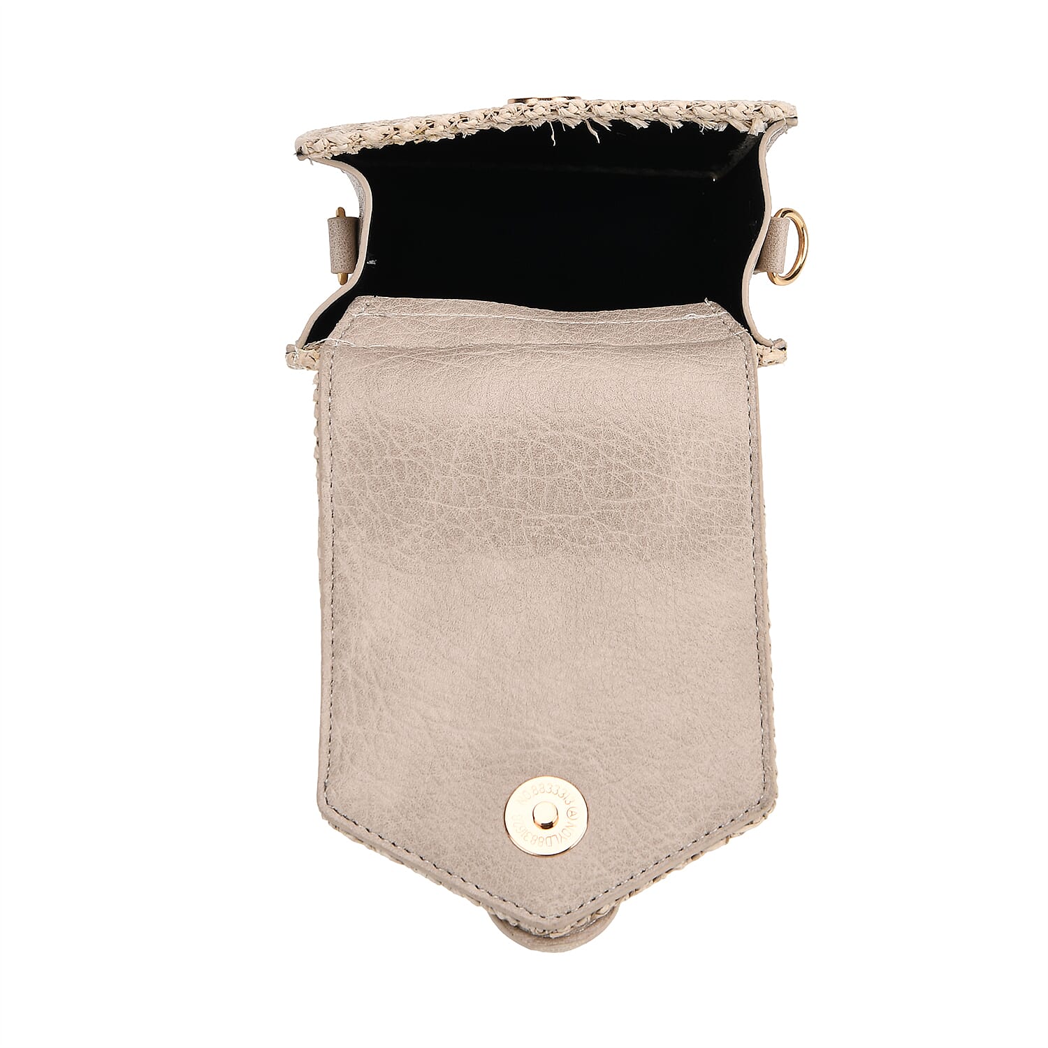 Boho Braided Texture Crossbody Bag with Buckle Flap - Khaki