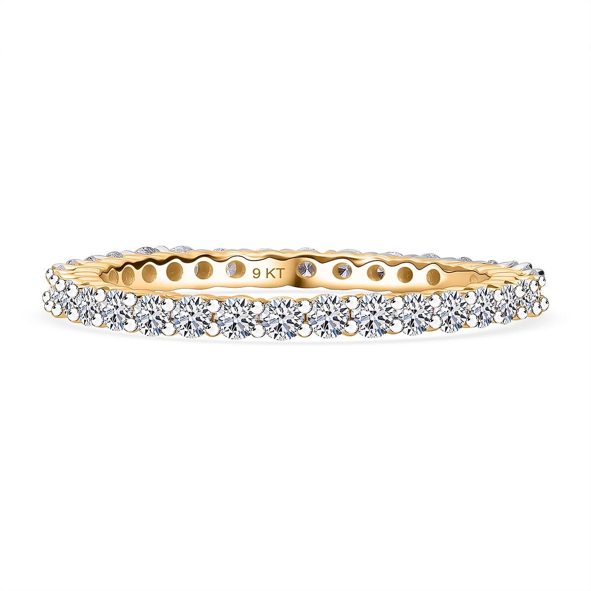 DOD - Luxuriant Diamond 9K Yellow Gold SGL Certified (VS-G-H) Lab Grown Diamond Eternity Band Ring 1.00 Ct.