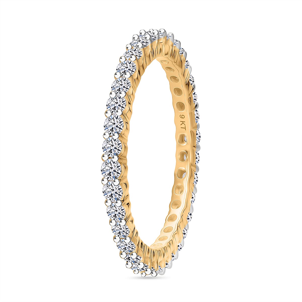 DOD - Luxuriant Diamond 9K Yellow Gold SGL Certified (VS-G-H) Lab Grown Diamond Eternity Band Ring 1.00 Ct.