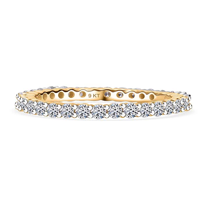 LUXURIANT 9K Yellow Gold SGL Certified (VS/G-H) Lab Grown Diamond Eternity Band Ring 1 Ct.
