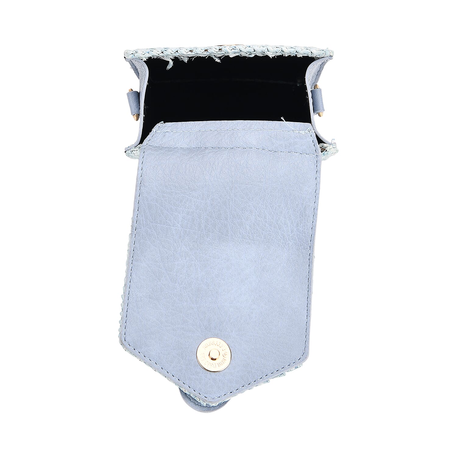 Boho Braided Texture Crossbody Bag with Buckle Flap - Sky Blue