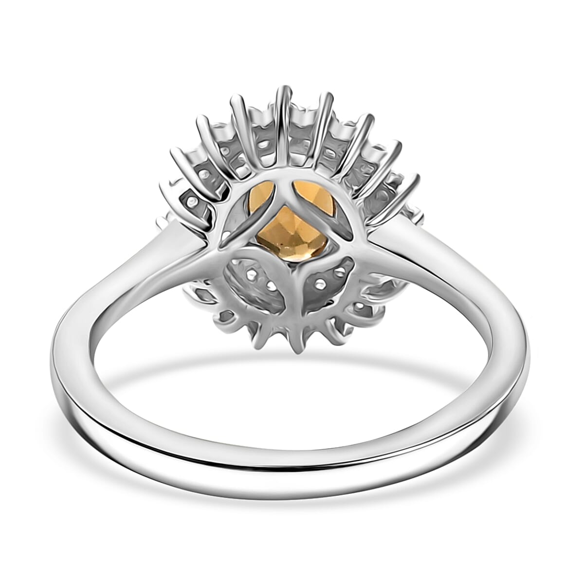 Premium AAA Golden Turkizite & White Zircon Double Halo Ring in Rhodium Overlay Sterling Silver 1.47 Ct. Premium AAA Golden Turkizite & White Zircon Double Halo Ring in Rhodium Overlay Sterling Silver 1.47 Ct.