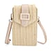Herringbone Pattern Woven Crossbody Bag - Light Brown