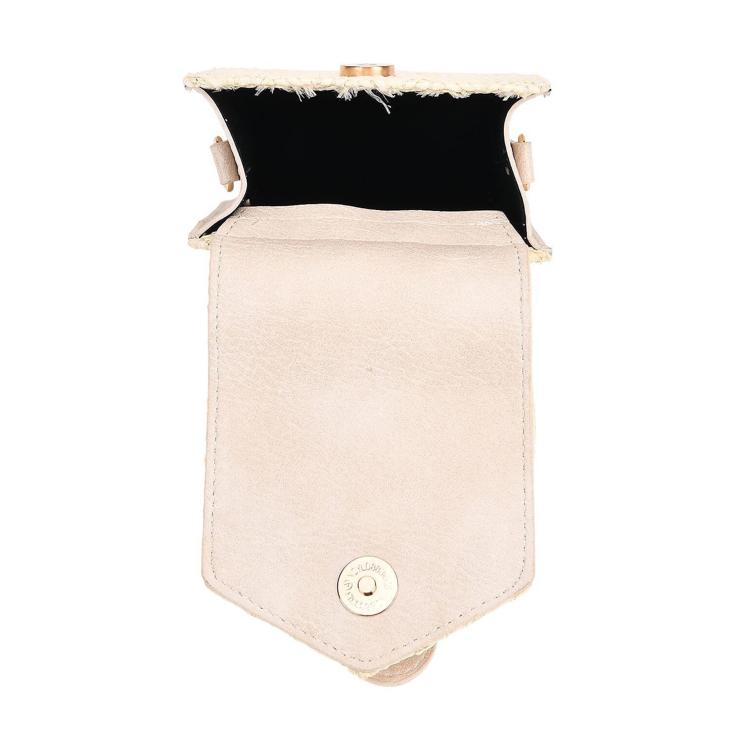 Herringbone Pattern Woven Crossbody Bag - Beige