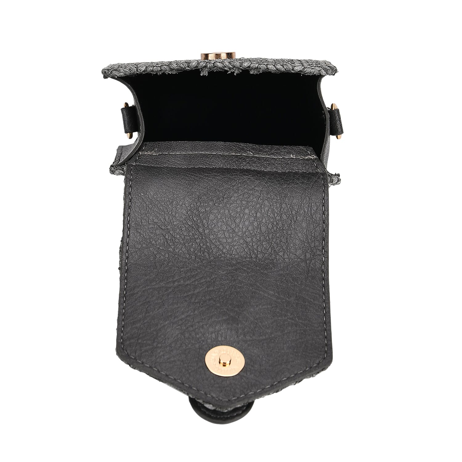 Herringbone Pattern Woven Crossbody Bag - Grey