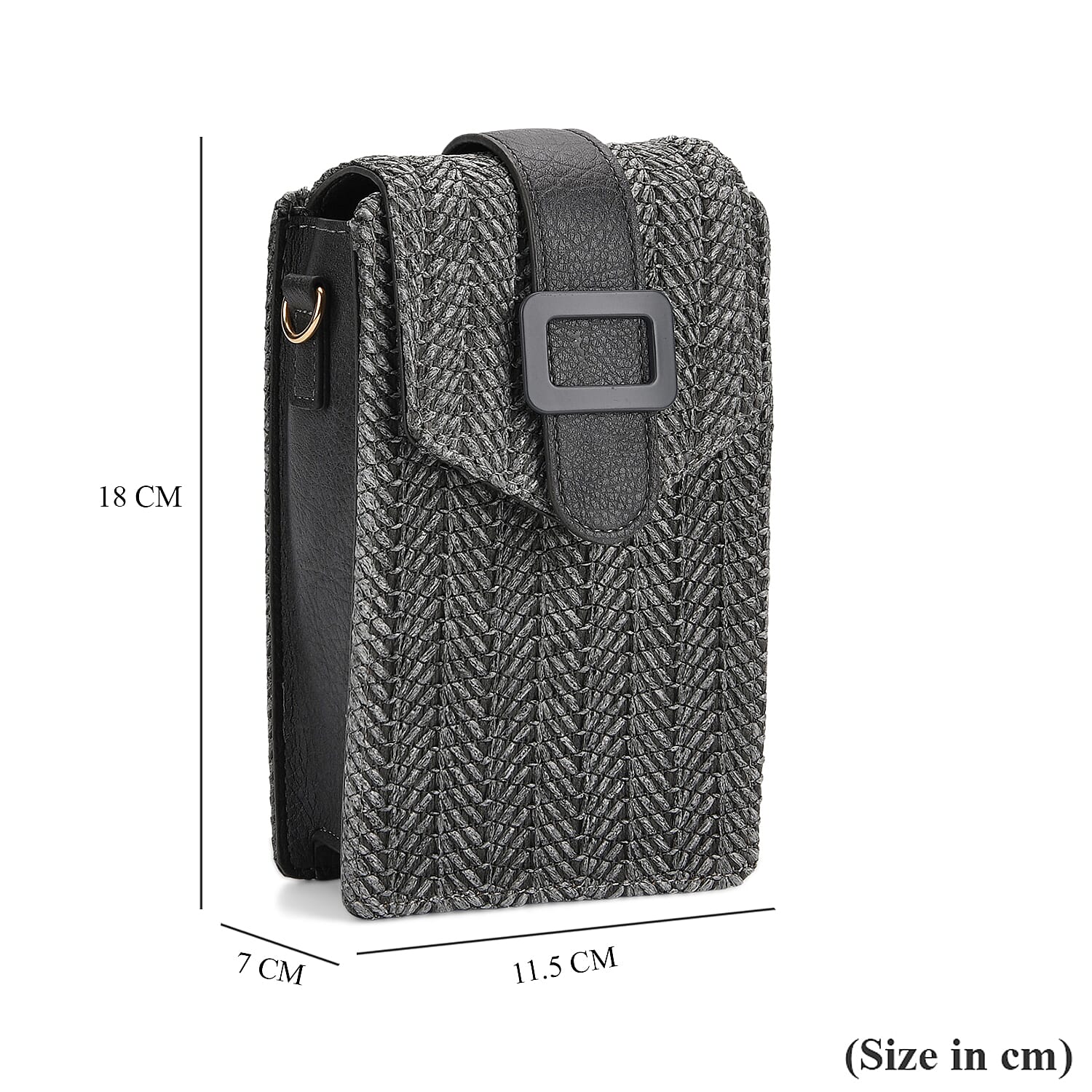 Herringbone Pattern Woven Crossbody Bag - Grey