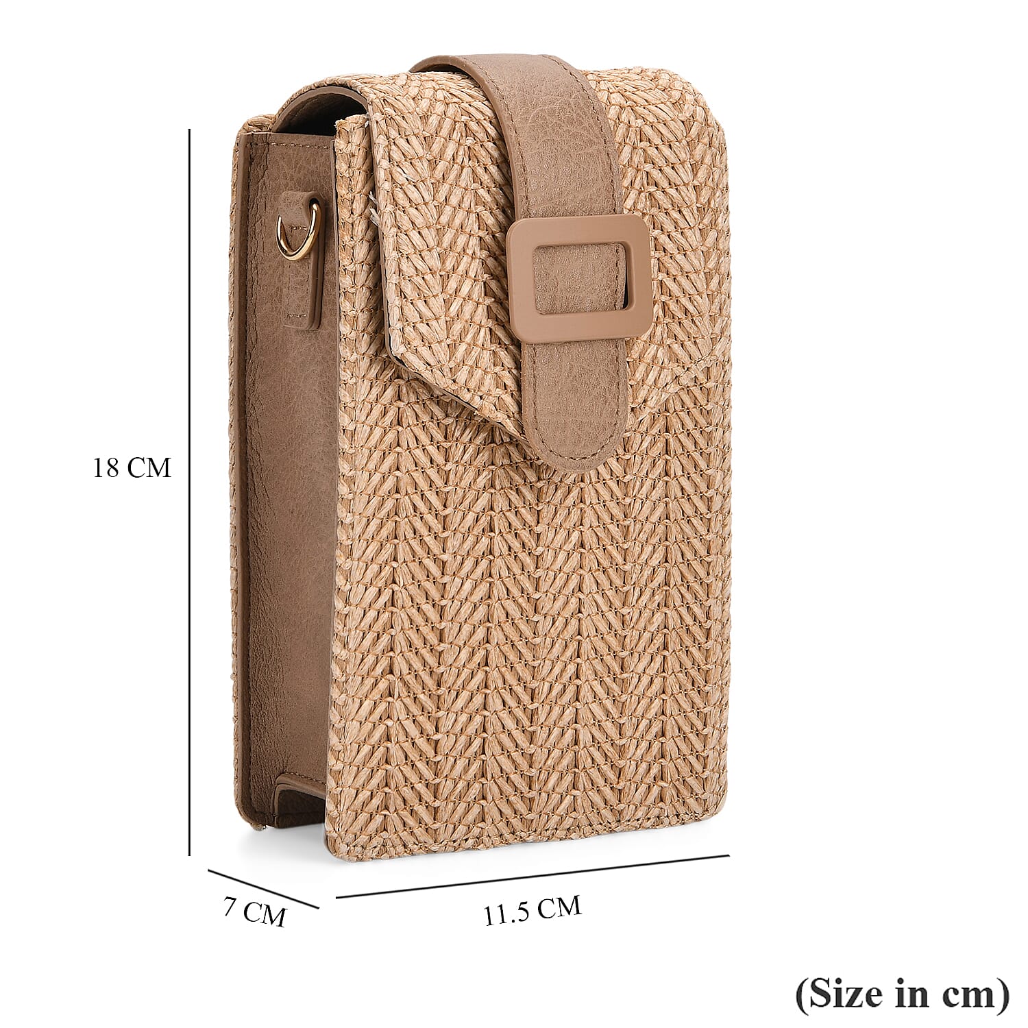 Herringbone Pattern Woven Crossbody Bag - Light Brown