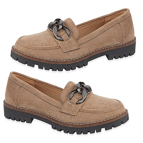 Emma Ladies Adeline Chain Trim Loafer Shoe (Size 5) - Mink MF