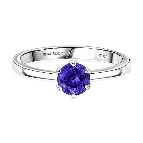 CLEARANCE Super Find! - Rhapsody 950 Platinum AAAA Tanzanite Solitaire Ring
