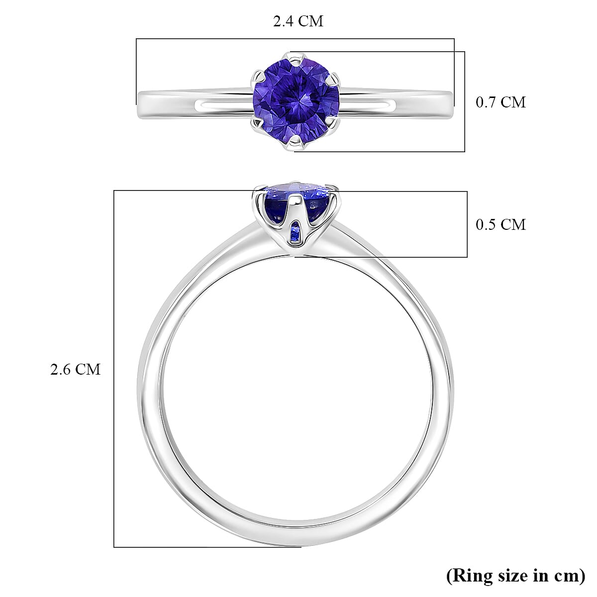 Rhapsody 950 Platinum AAAA Tanzanite Solitaire Ring, Platinum Wt. 3.95 Gms.