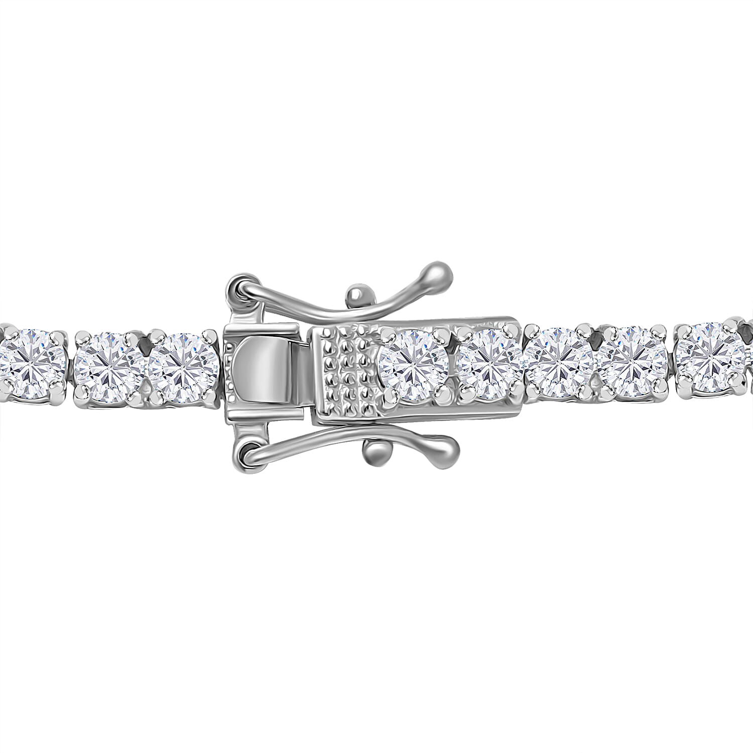 Moissanite Cluster Necklace (Size - 20) with GB Lock Box in Rhodium Overlay Sterling Silver 14.20 Ct, Silver Wt. 21.70 Gms. Moissanite Cluster Necklace (Size - 20) with GB Lock Box in Rhodium Overlay Sterling Silver 14.20 Ct, Silver Wt. 21.70 Gms.