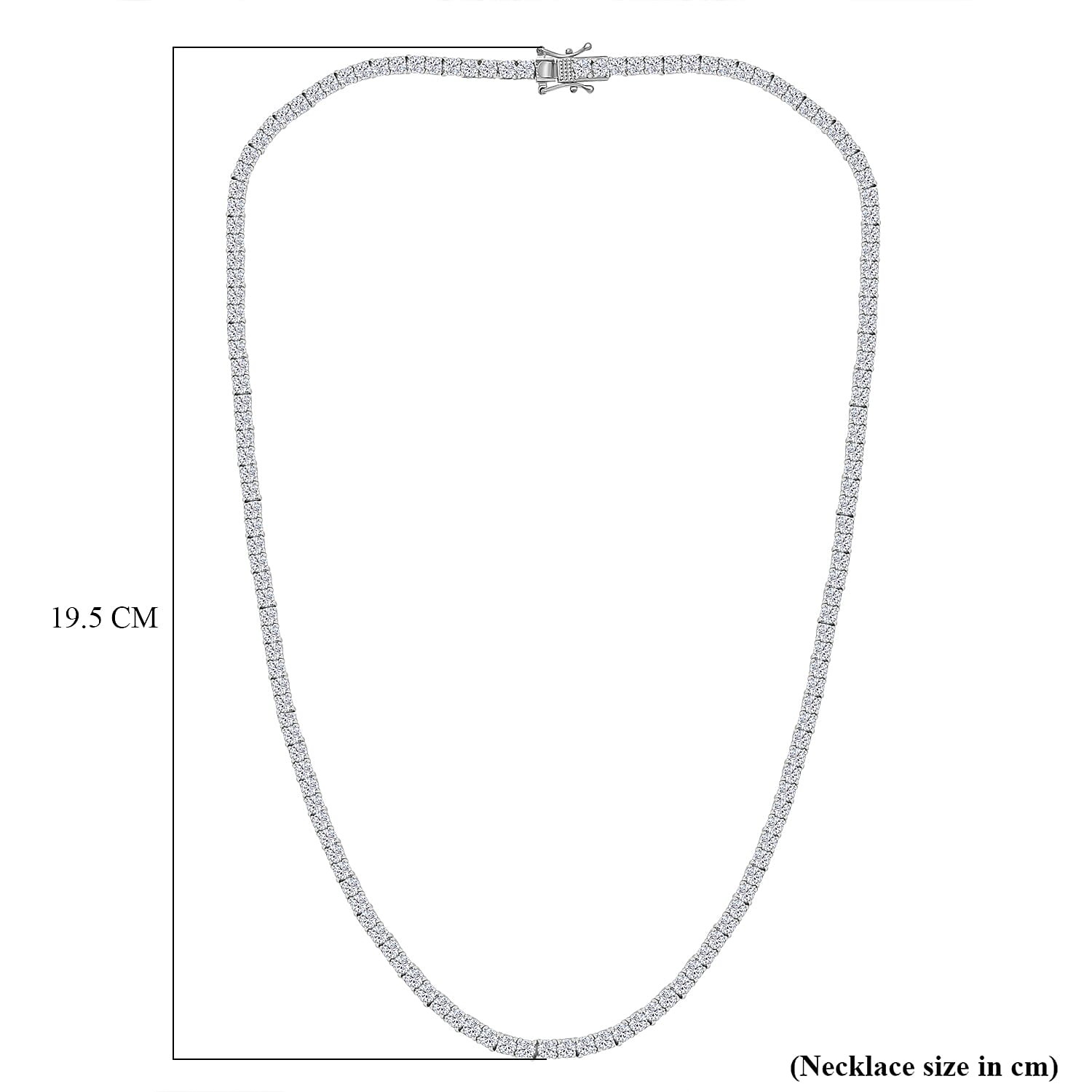 Moissanite Cluster Necklace (Size - 20) with GB Lock Box in Rhodium Overlay Sterling Silver 14.20 Ct, Silver Wt. 21.70 Gms. Moissanite Cluster Necklace (Size - 20) with GB Lock Box in Rhodium Overlay Sterling Silver 14.20 Ct, Silver Wt. 21.70 Gms.