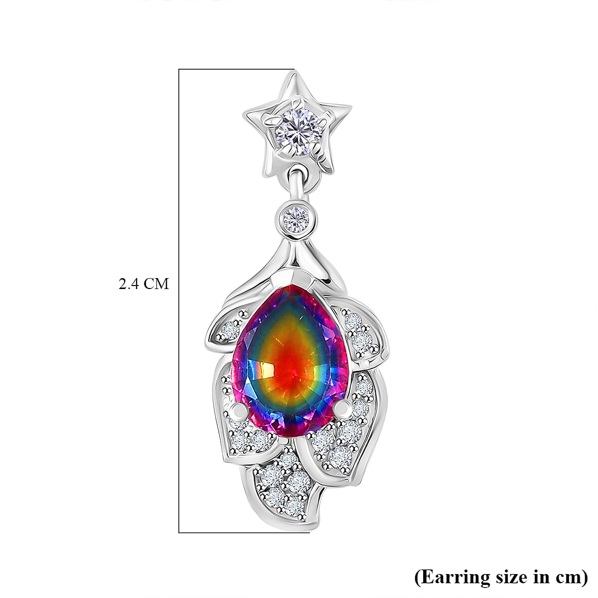 Nebula Quartz & White Zircon Starry Night Glow Dangling Earring in Rhodium Overlay Sterling Silver 3.16 Ct. Nebula Quartz & White Zircon Starry Night Glow Dangling Earring in Rhodium Overlay Sterling Silver 3.16 Ct.