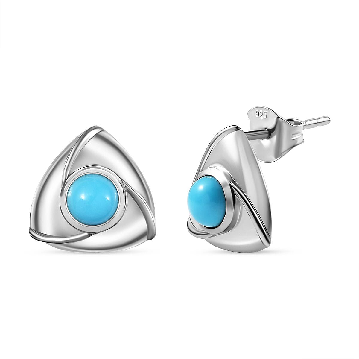 Sleeping Beauty Turquoise  Earring in Rhodium Overlay Sterling Silver 0.98 ct  1.052  Ct.