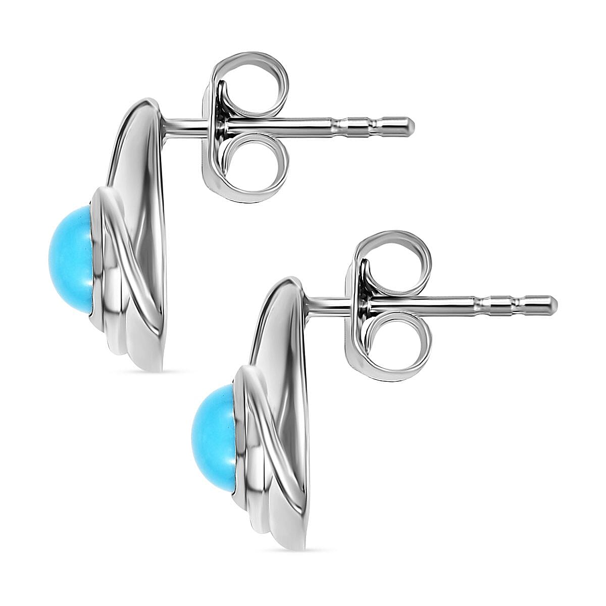 Sleeping Beauty Turquoise  Earring in Rhodium Overlay Sterling Silver 0.98 ct  1.052  Ct.