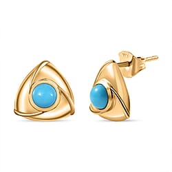 Sleeping Beauty Turquoise Earring with Push Back in Rhodium Overlay Sterling Silver 1.05 Ct.