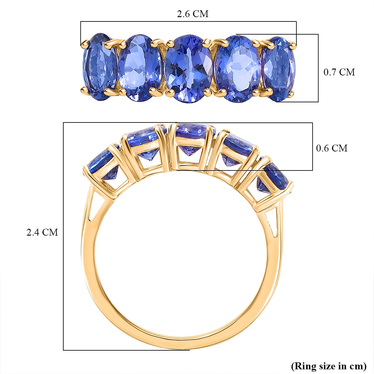 9K Yellow Gold Premium Tanzanite 5 Stone Ring 4.00 Ct. 9K Yellow Gold Premium Tanzanite 5 Stone Ring 4.00 Ct.