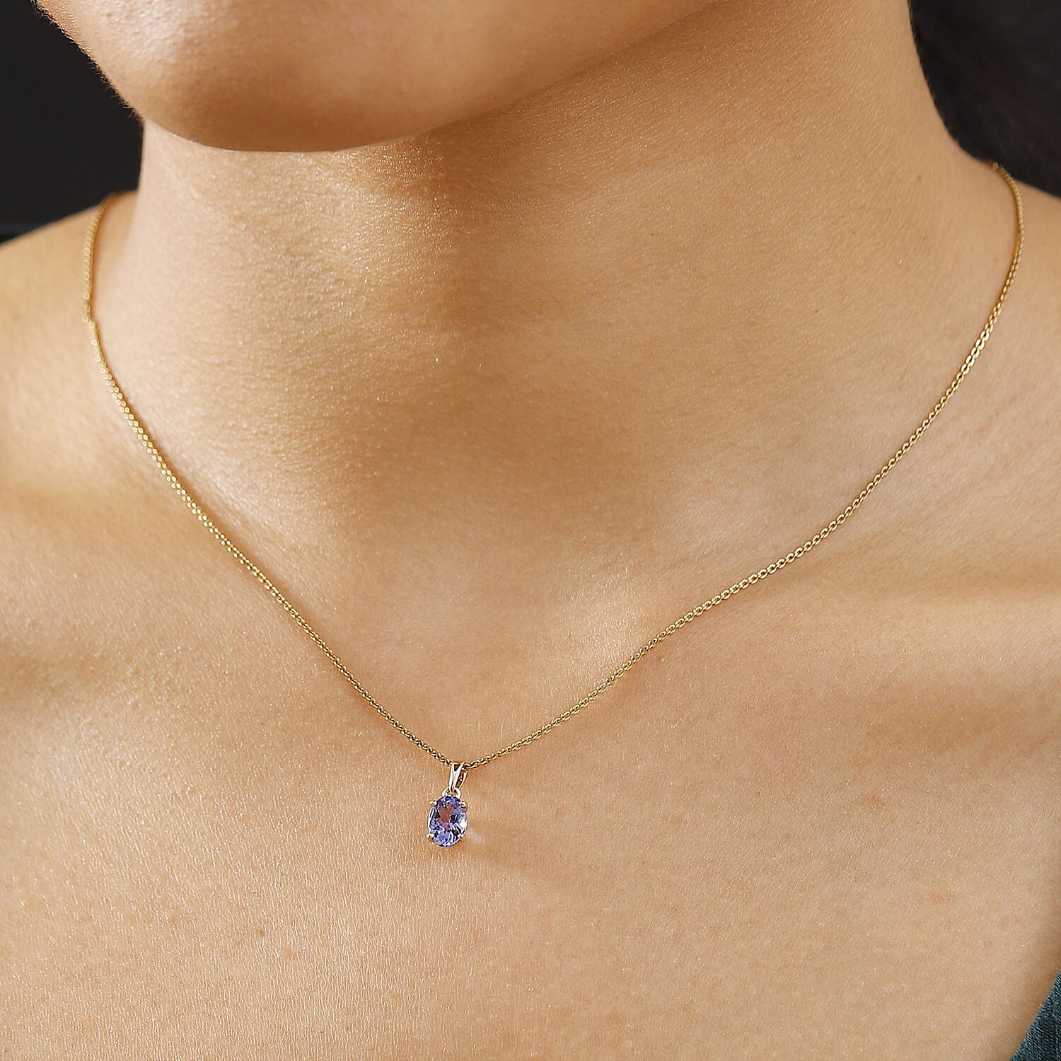 9K Yellow Gold Tanzanite Solitaire Pendant