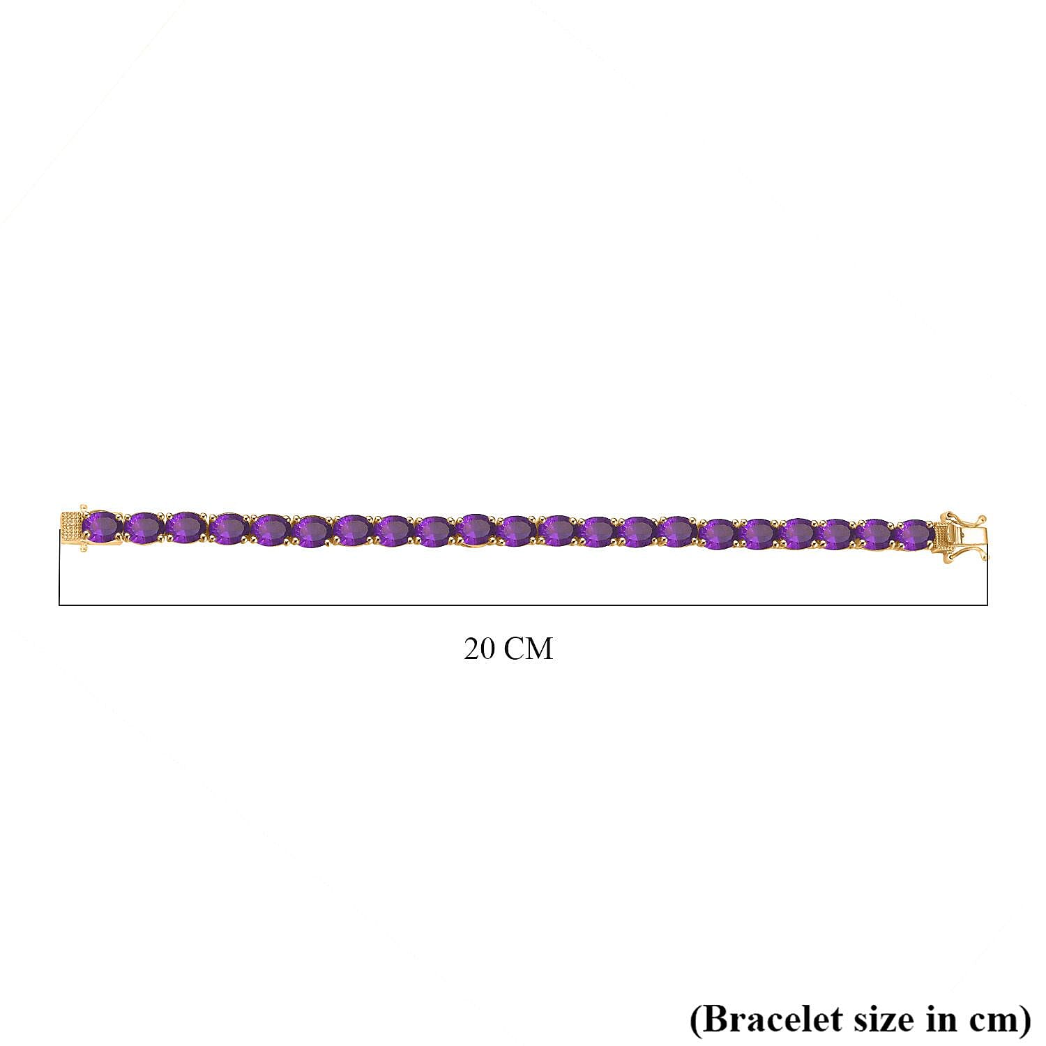 AAA African Amethyst Concave Cut Tennis  Bracelet (Size - 7) in 18K YG Vermeil Sterling Silver 24.444  Ct. Silver Wt. 11.9 Gms