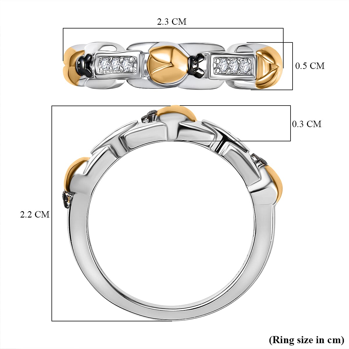 GP Ladybird Collection - White Zircon & Blue Sapphire Ring in 18K Vermeil Yellow Gold Plated & Rhodium Overlay Sterling Silver GP Ladybird Collection - White Zircon & Blue Sapphire Ring in 18K Vermeil Yellow Gold Plated & Rhodium Overlay Sterling Silver