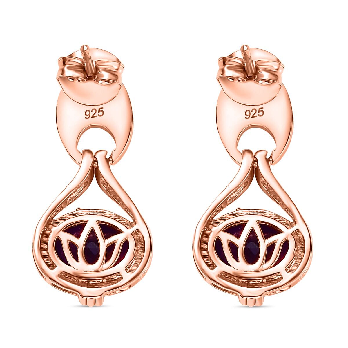 AAA African Amethyst Solitaire Stud Push Post Earring in 18K Vermeil Rose Gold Plated Sterling Silver 2.32 Ct.