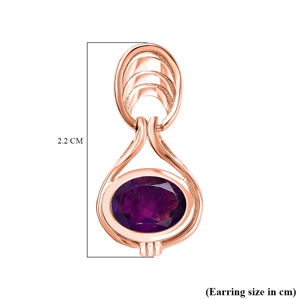 AAA African Amethyst Solitaire Stud Push Post Earring in 18K Vermeil Rose Gold Plated Sterling Silver 2.32 Ct.