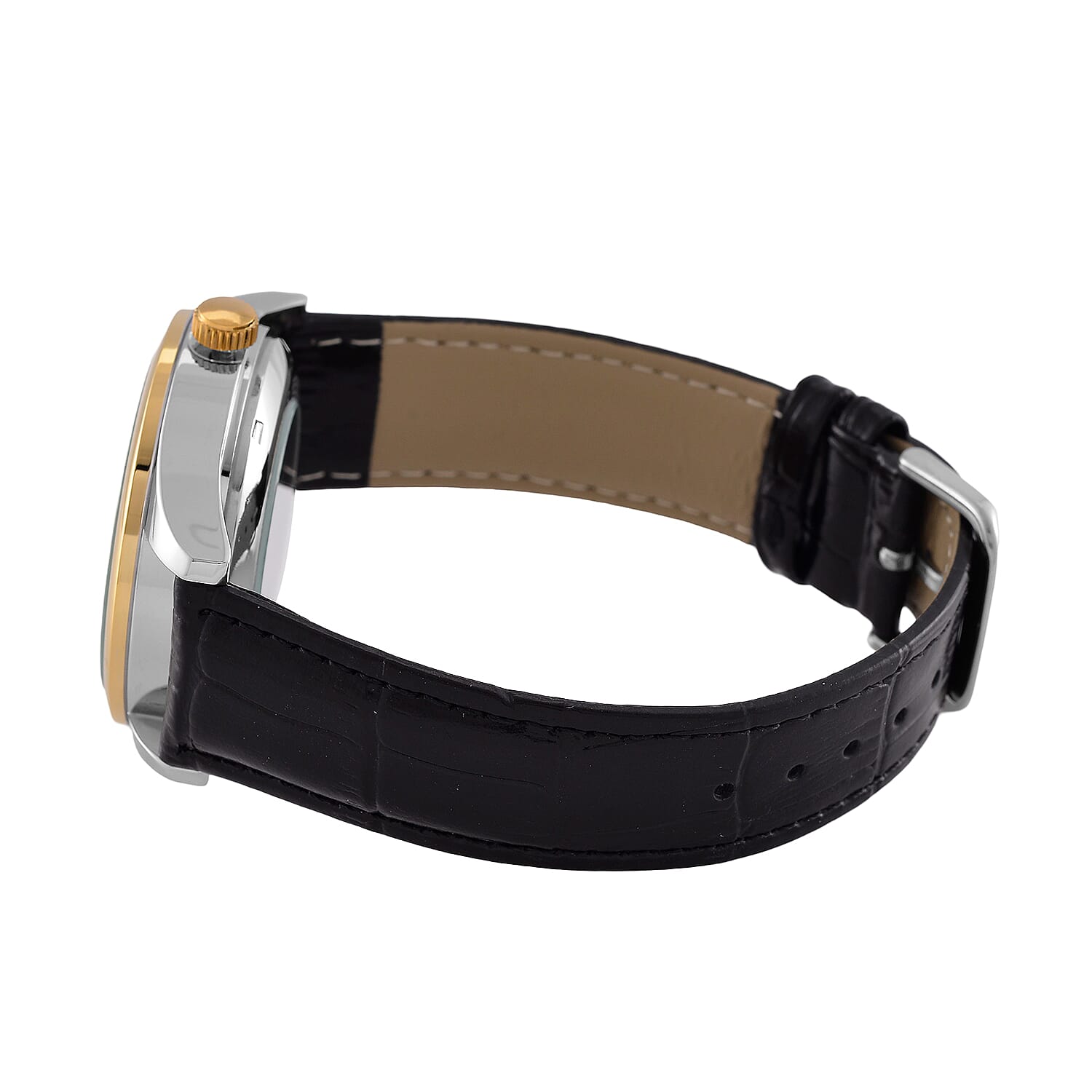 GENOA TIME Limited Edition Automatic Movt. 3ATM Water Resistant Watch With Skeleton Dial & Exhibition Back with Black Leather Strap Presented in a Gift Box