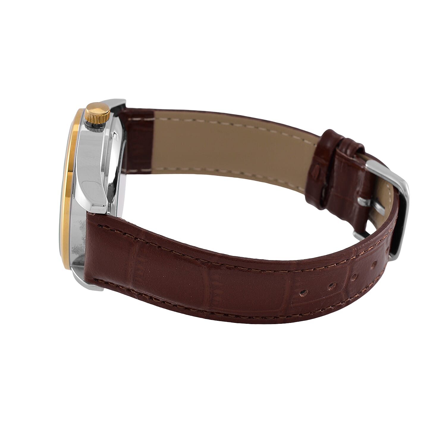 GENOA TIME Limited Edition Automatic Movt. 3ATM Water Resistant Watch With Skeleton Dial & Exhibition Back with Brown Leather Strap Presented in a Gift Box