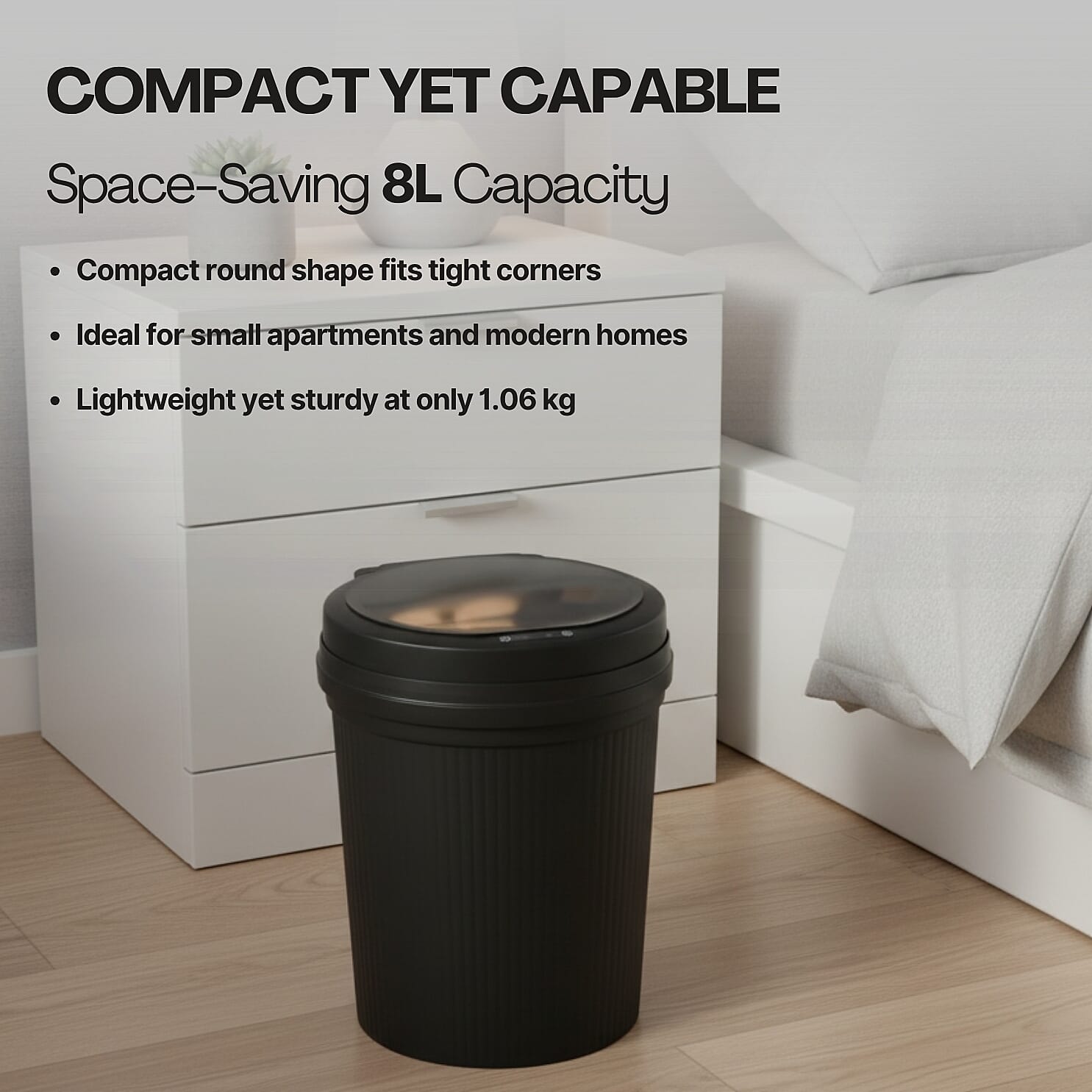 Smart Bin with Infrared Sensor for Auto open-close, 8L Capacity, 2xAA batteries (not included)