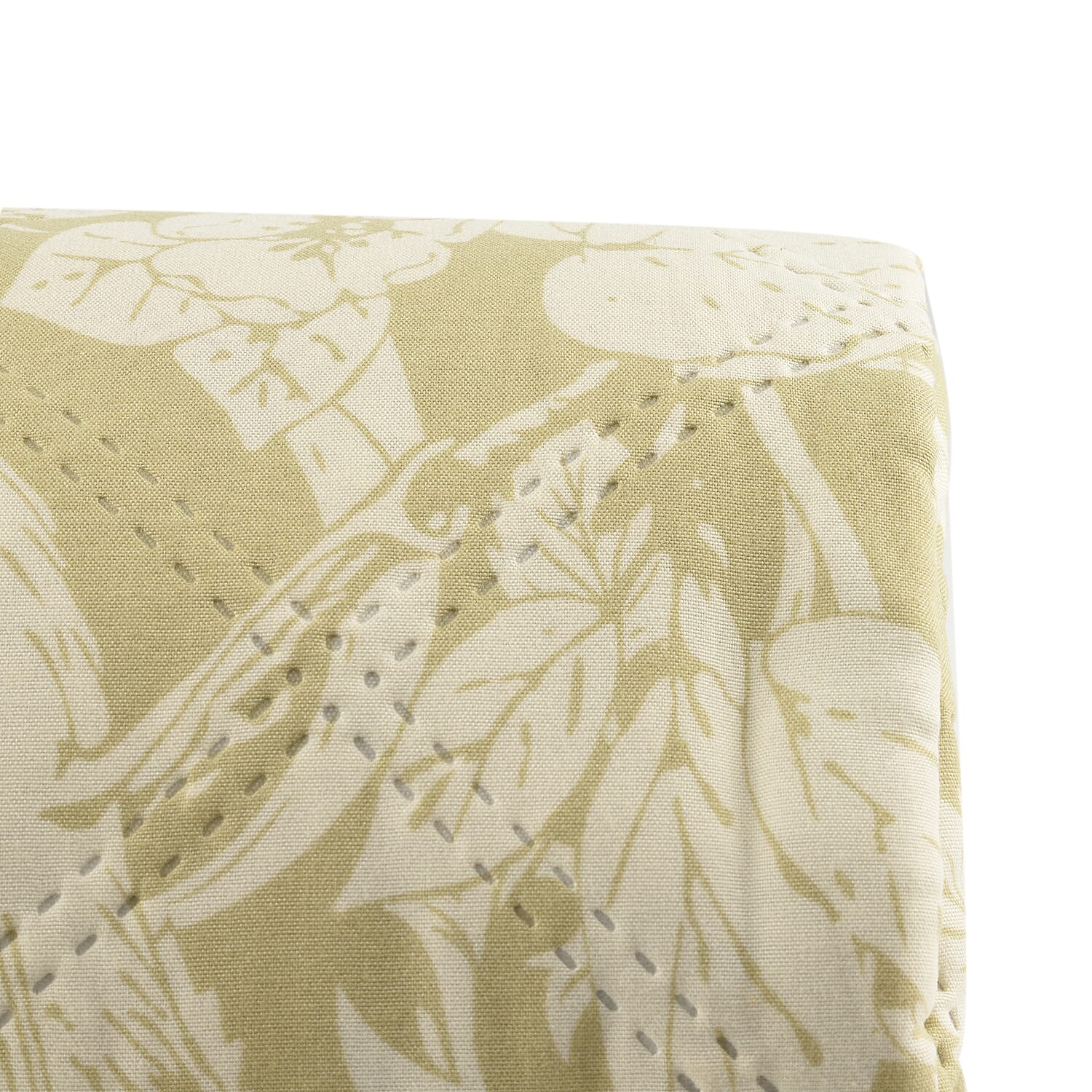 Country Club Floral Pattern Reversible Bedspread (Size 260x240 cm) - Olive