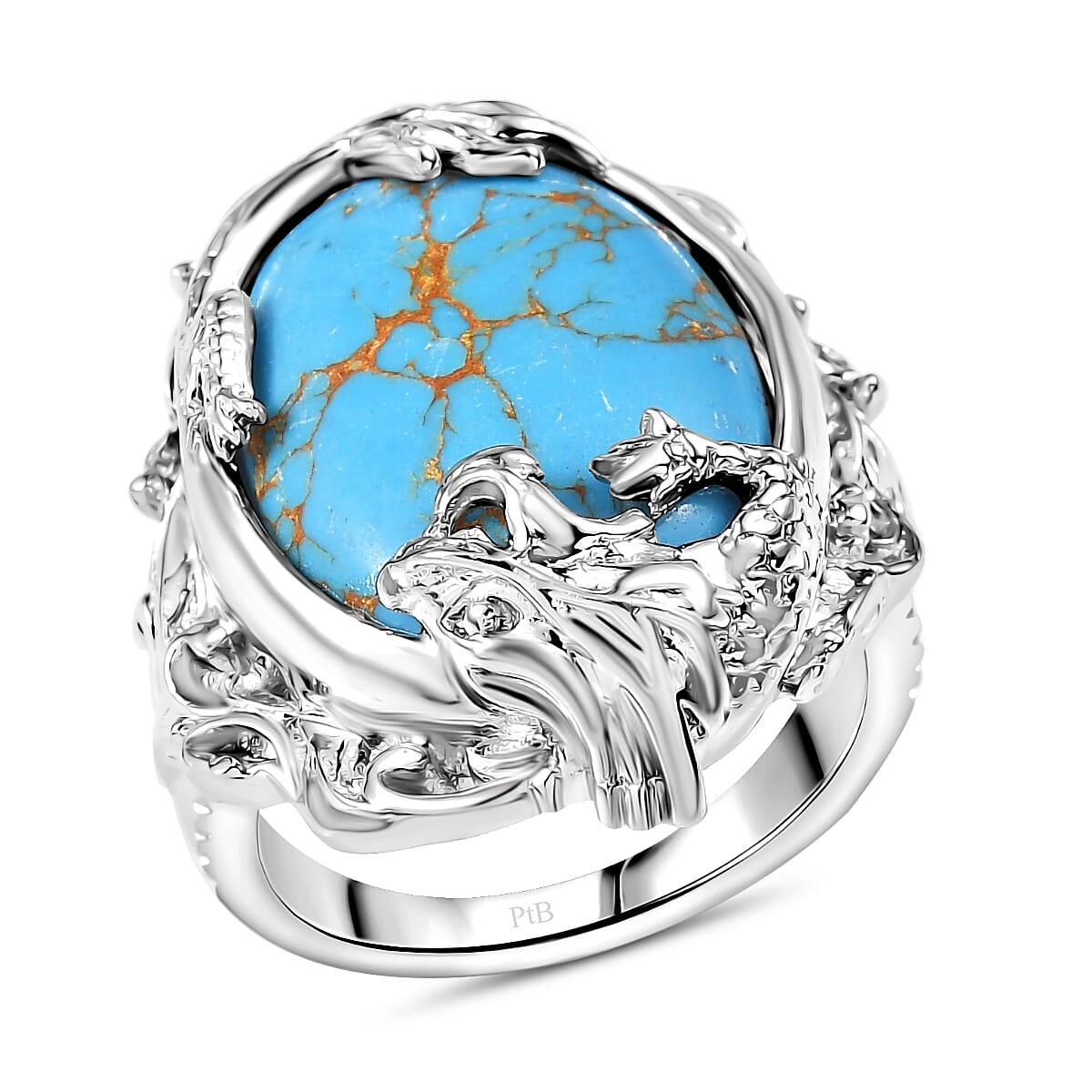 Blue Turquoise Solitaire Ring 13.39 Ct.