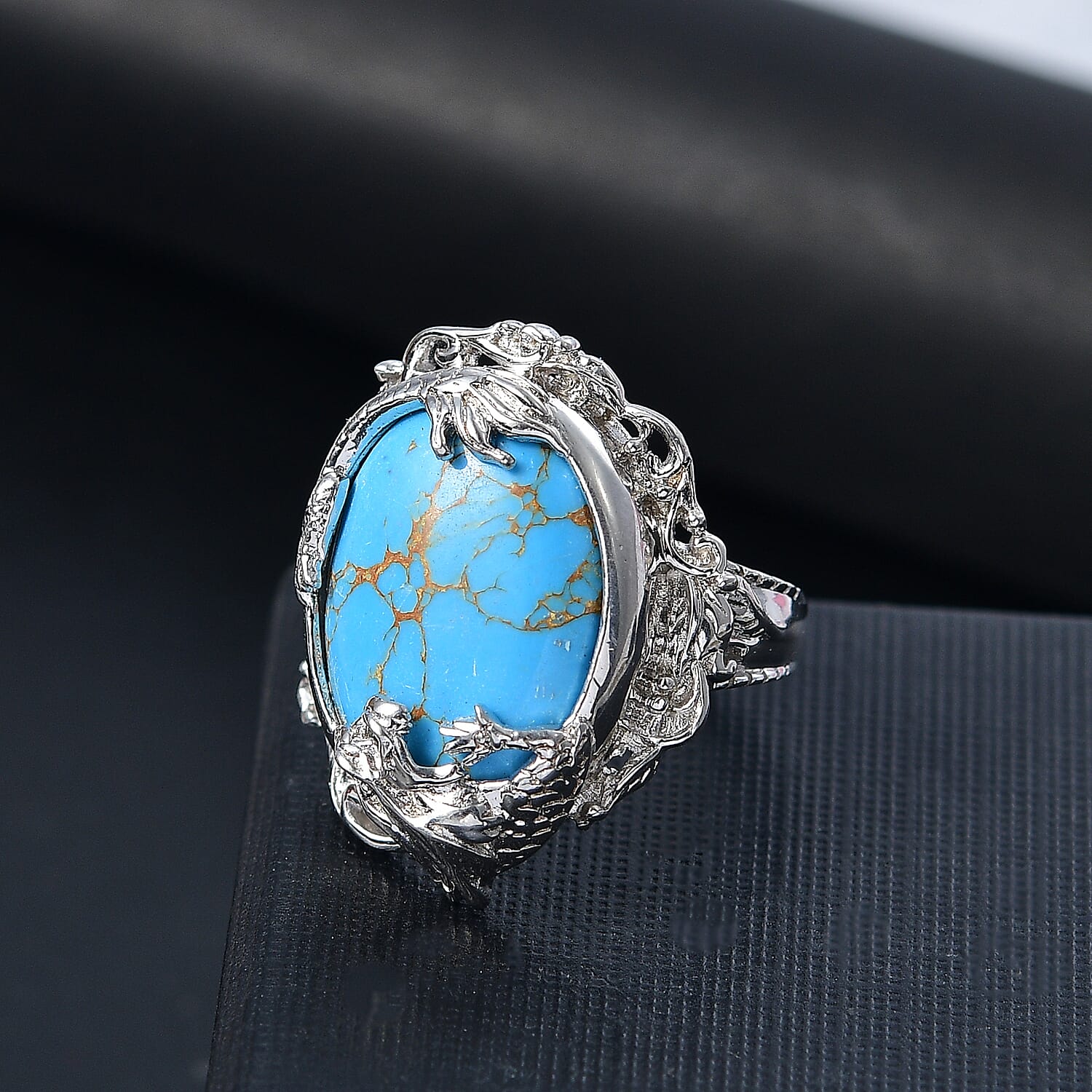 Blue Turquoise Solitaire Ring 13.39 Ct.