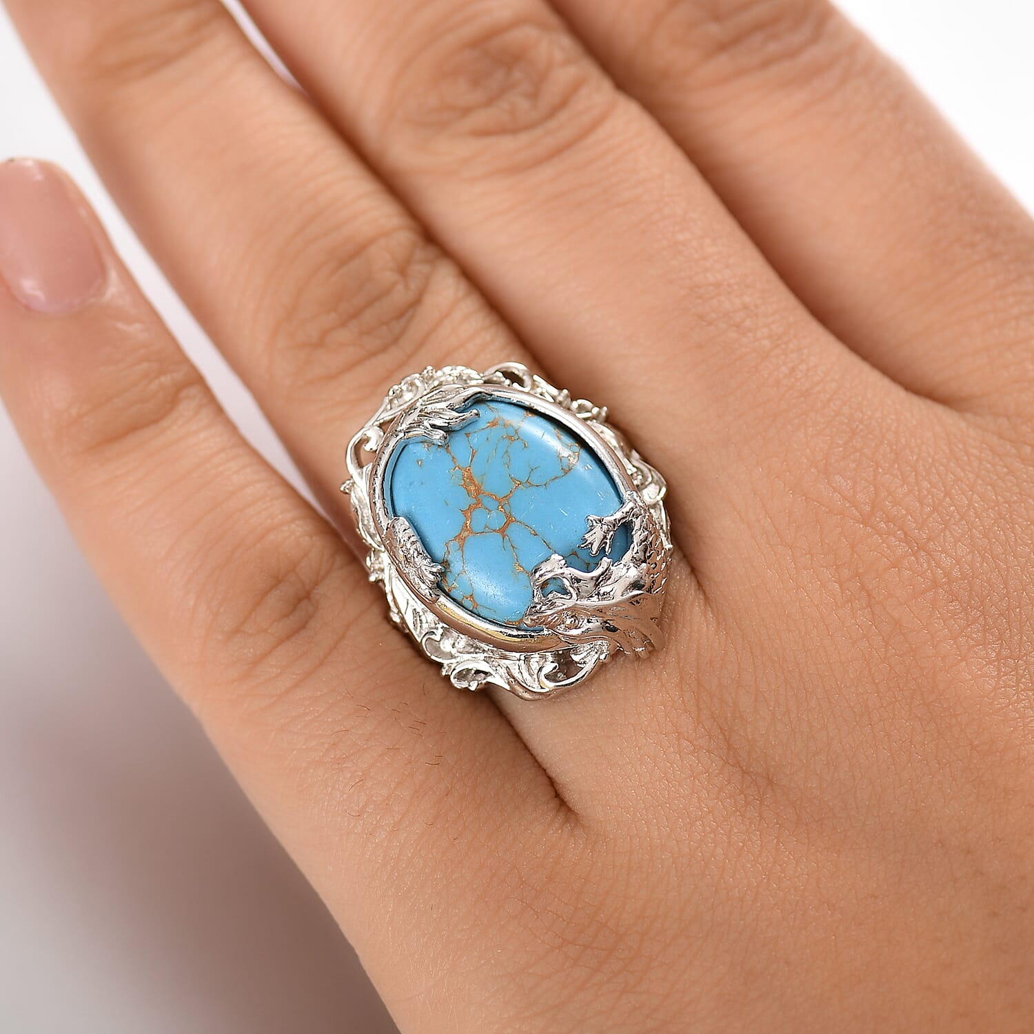 Blue Turquoise Solitaire Ring 13.39 Ct.