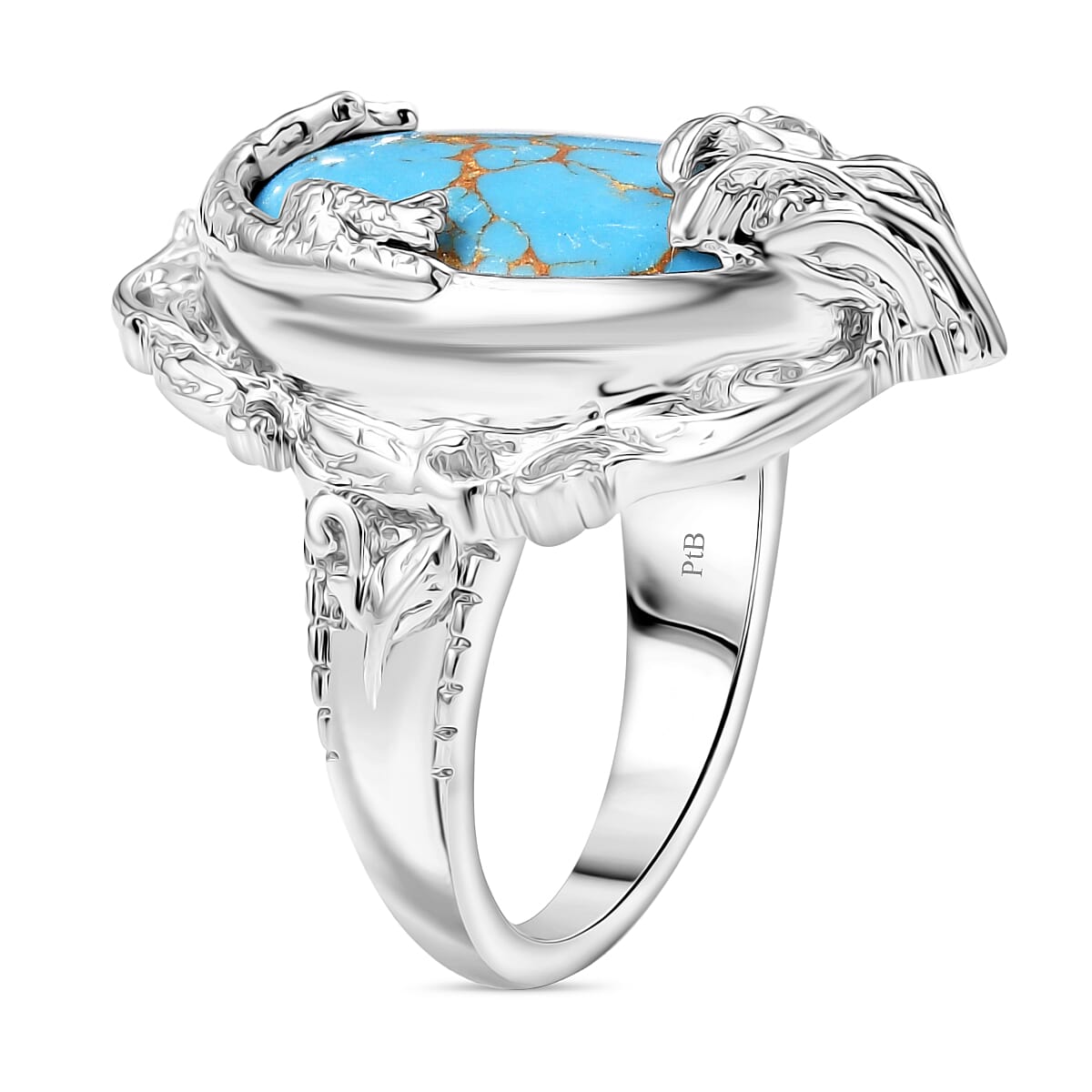 Blue Turquoise Solitaire Ring 13.39 Ct.