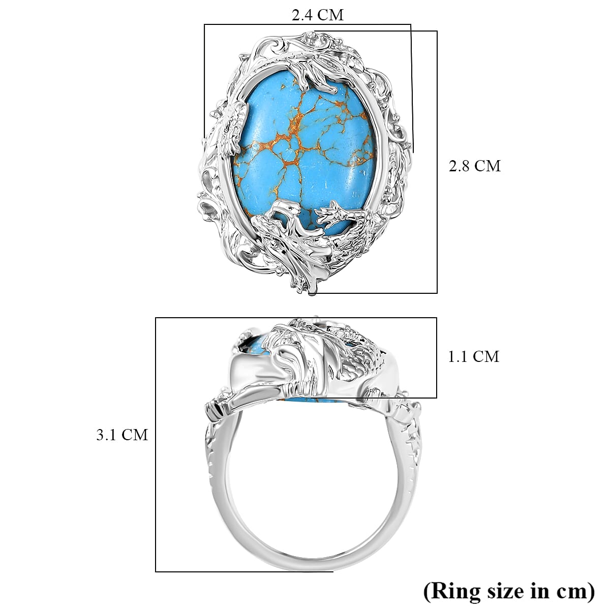 Blue Turquoise Solitaire Ring 13.39 Ct.