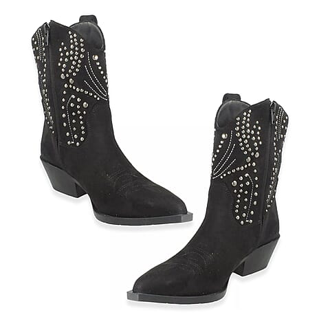 Ladies Micro Suede Cow Boot (Size 4) - Black