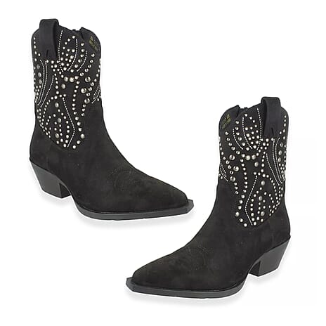 Ladies Micro Suede Cow Boot (Size 4) - Black