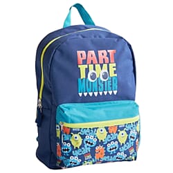 Space Print Medium Backpack Mesh Pocket & Dual Zippers with Adjustable Straps - Blue